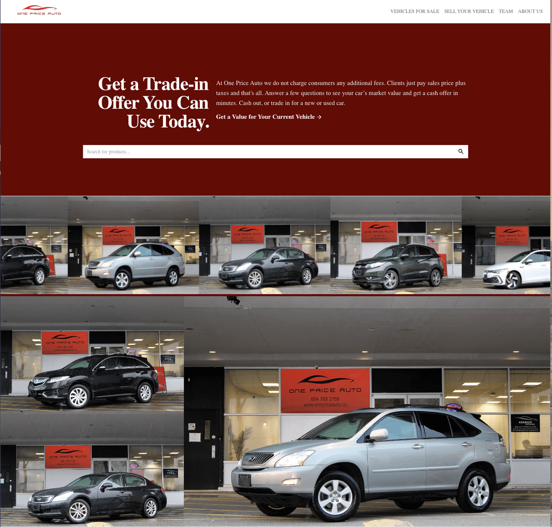 One Price Auto website